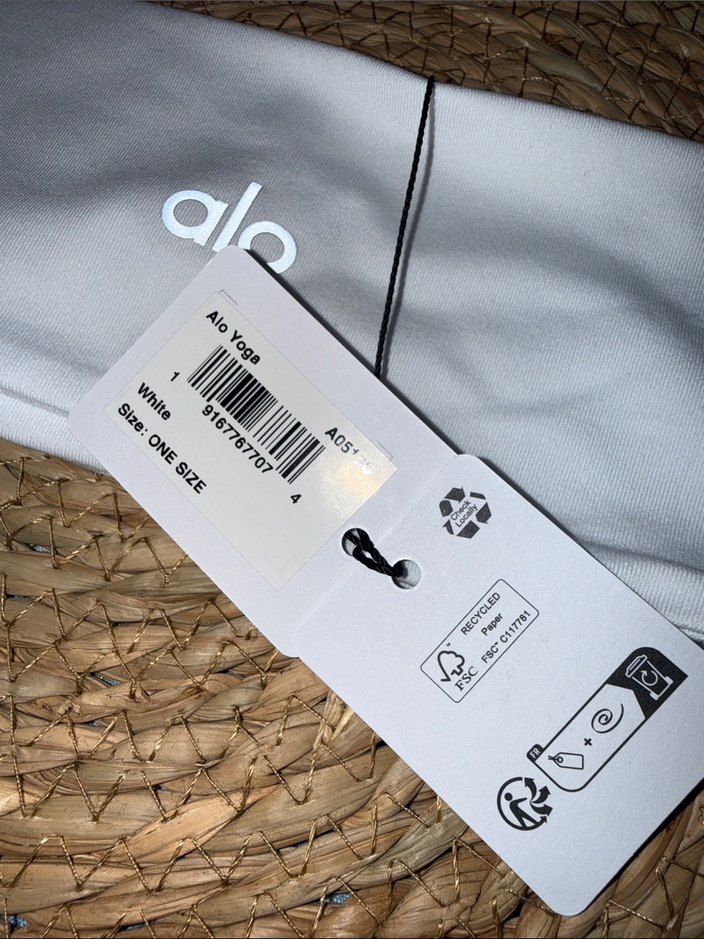 ALO Yoga White Wide Foldover Headband - Picture 5 of 6